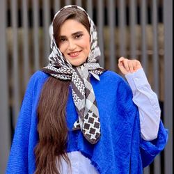 روسری ابریشم توییل پیه دوپل مشکی سفید پیچازی قواره صد