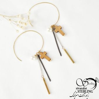گوشواره آویز فانتزی طرح صلیب کد 2803