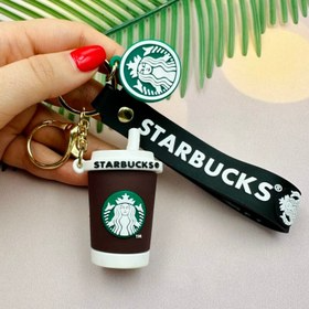 جاکلیدی سیلیکونی اورجینال بند دار طرح starbucks استارباکس