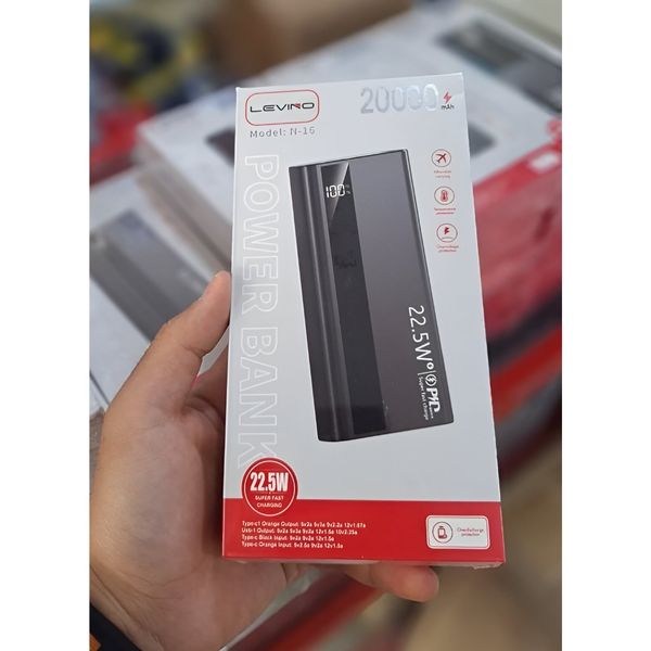 پاوربانک اورجینال LEVINO N16 ظرفیت 20000 میلیآمپر - اورجینال