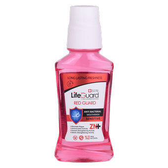 دهانشویه بزرگسال تراست مدل دندان های حساس (Red Guard) برند لایف گارد حجم 270 میل
