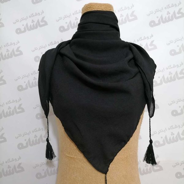 روسری زنانه مشکی حریر منگوله دار قواره100