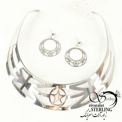 نیم ست طوق استیل ستاره دار کد 2966