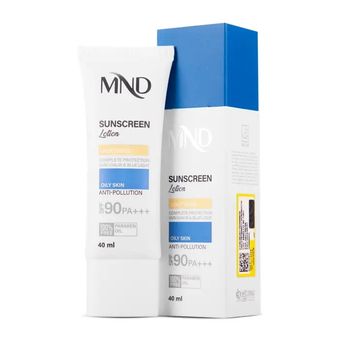 لوسیون ضدآفتاب ام ان دی SPF90 بژ روشن مناسب پوست چرب