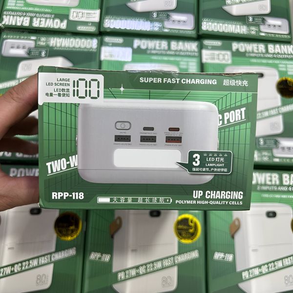 پاوربانک ریمکس مدل RPP-566 –ظرفیت 80 هزار میلیآمپر اورجینال