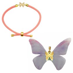 نیم ست طلا 18 عیار زنانه گالری صادقی مدل پروانه پارچه ای کد B24