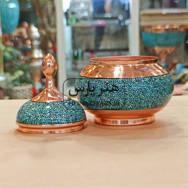 قندان مس و فیروزه سایز 1