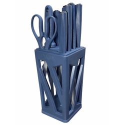 سرویس 8 پارچه کارد و ساطور فانوس مدل دافنی با استند چرخشی سرمه ای