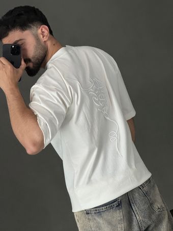 تیشرت ماکان فوم دوزی خطاطی سفید