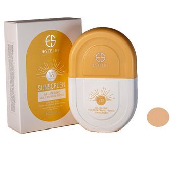 کرم ضدآفتاب رنگی استیلن SPF70 مدل All-In-One مناسب برای انواع پوست، حجم 60 میلی‌لیتر