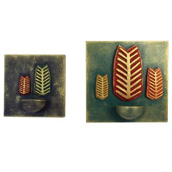 شمعدان سفالی مدل دیواری طرح درختان سرو کد20-15 مجموعه 2 عددی