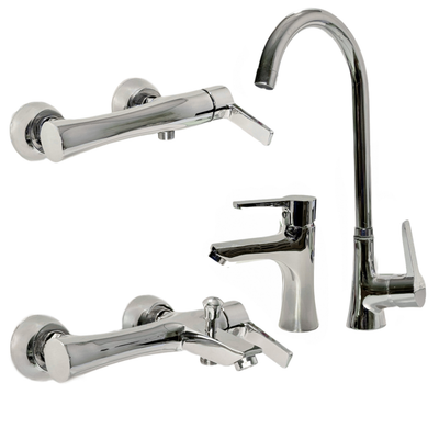 ست شیرآلات 4 تکه مدل پارمیس کروم (5 سال گارانتی + ارسال رایگان)