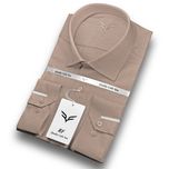 پیراهن مردانه کرم خاکی پارچه فلورا