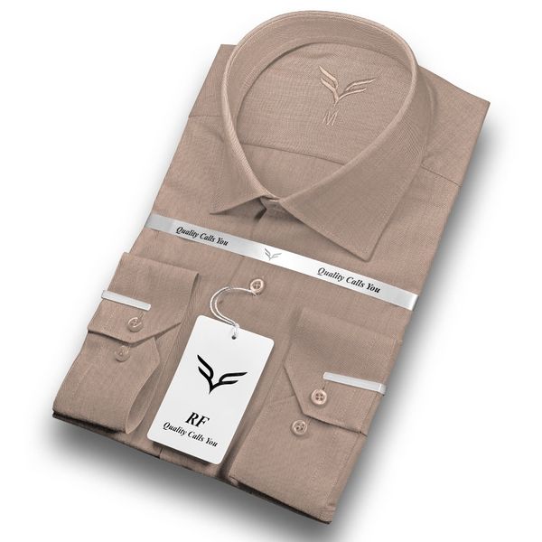 پیراهن مردانه کرم خاکی پارچه فلورا