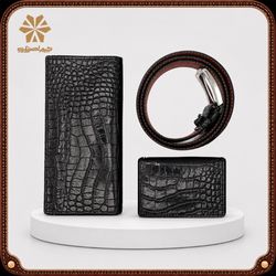 ست هدیه مردانه چرم اصل نایب مدل کروکودیل کد 01