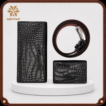 ست هدیه مردانه چرم اصل نایب مدل کروکودیل کد 01