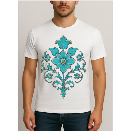 تیشرت سفید با طرح نقوش اسلیمی کد 1