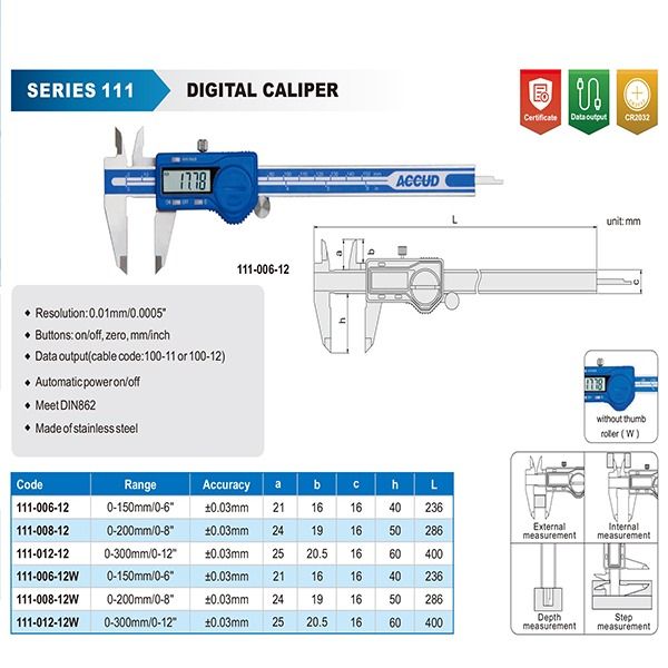 کولیس دیجیتال آکاد مدل 12-006-111 سایز 15 سانتی متر