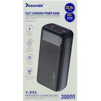 پاوربانک 30 هزار Yosonda مدل Y-P93 22.5W