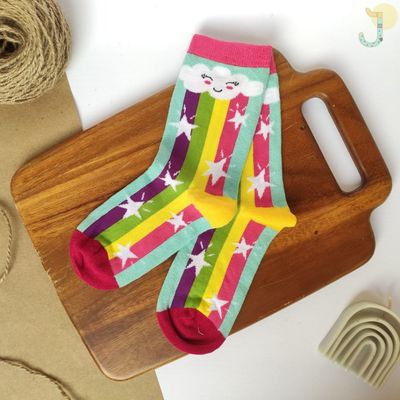 جوراب ساقدار زنانه طرح رنگین کمان برند ترک SOCK STREET