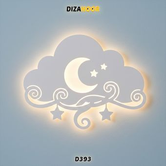 تابلو بک لایت طرح ماه و ابر دیزانور کد D393