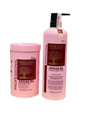 پک شامپو و ماسک مو آرگان رزگلد Rose Gold بدون سولفات