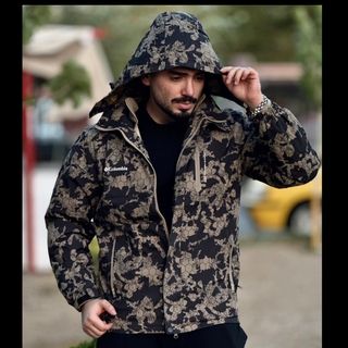کاپشن مردانه دوقلو دوپوش داخل پلار چریکی
