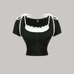 کراپ پینترستی دو رنگ یقه چین دار