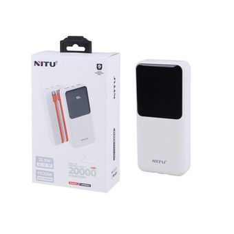 پاوربانک PD و فست شارژ Nitu 20000mAh مدل NPB20 22.5W - سفید (گارانتی 18 ماهه تعویض نیکان همراه)