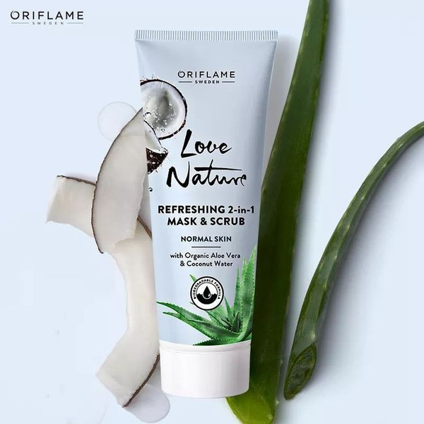 ماسک و اسکراب شاداب کننده صورت آلوئه ورا و آب نارگیل لاونیچر