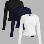 کراپ آستین بلند یقه گرد