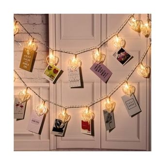 ریسه تزیینی گیره‌ای مدل قلب LED اکلیلی آفتاب – 20 گیره،نور و خاطره، کنار هم روی دیوار