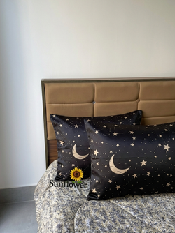 🖤 روبالشی ساتن طرح ماه و ستاره | لطافت، زیبایی و مراقبت از پوست و مو