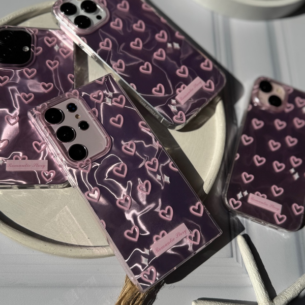 قاب موج صورتی قلبی / آیفون و سامسونگ و شیاومی / (کدC1870)