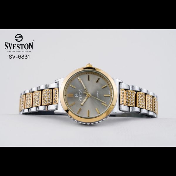 ساعت سویستون زنانه مدل 6331 نگین دار نقره ای طلایی