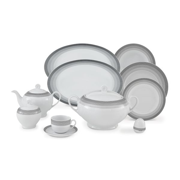 سرویس غذاخوری 102 پارچه چینی زرین ایران مدل ایتالیا اف سیلور لاینر درجه عالی