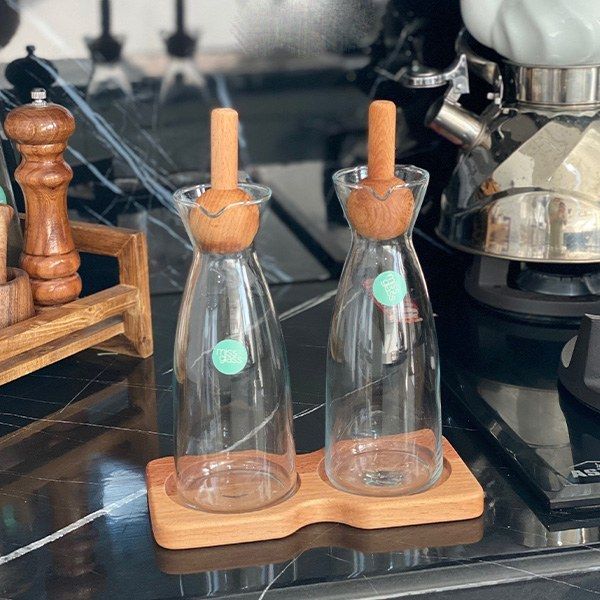 آبلیموخوری میس گلس مدل پایه چوبی کد HS1 مجموعه 2 عددی