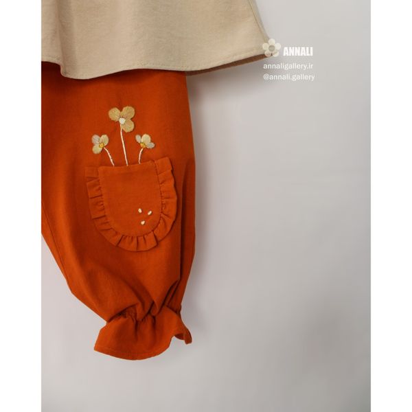 تاپ شلوار ماهنی رنگ کرم نارنجی