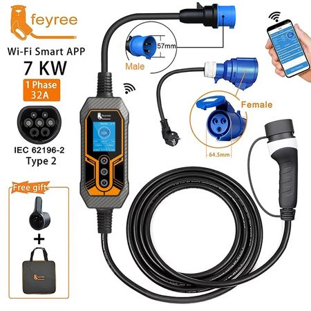 شارژر خودرو برقی 7/4کیلووات کانکتور TYPE2 برند Feyree