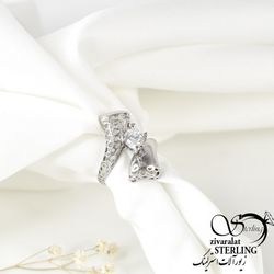 انگشتر نقره زنانه مارپیچ نگین کد3019