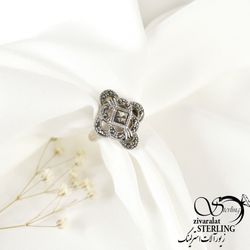 انگشتر سیاه قلم نقره 925عیار زنانه طرح کلاسیک کد 3049