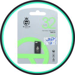 فلش مموری Queen tech USB2.0 مدل Arc ظرفیت 32GB مشکی (گارانتی مادام العمر شرکت آی تین)