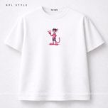 تیشرت باکسی طرح پلنگ صورتی 100٪ پنبه با چاپ مینیمال | کد 1313