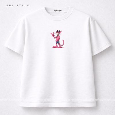 تیشرت باکسی طرح پلنگ صورتی 100٪ پنبه با چاپ مینیمال | کد 1313