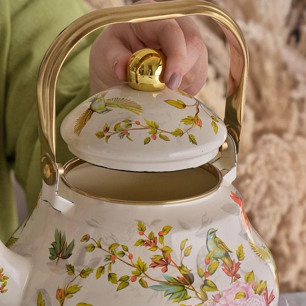 کتری لعابی طرح گنجشک