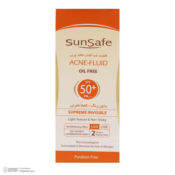 کرم ضدآفتاب بیرنگ سانسیف SPF50 مدل ACNE-FLUID مناسب پوست مختلط، حجم 50 میلیلیتر