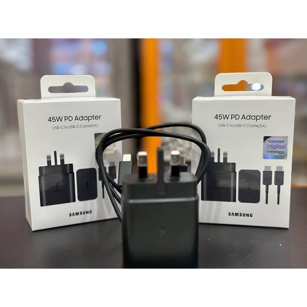 شارژر سه پین سامسونگ 45 وات اورجینال- به‌همراه کابل