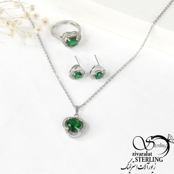 نیمست نگین سبز زنانه طرح طلا کد 3174