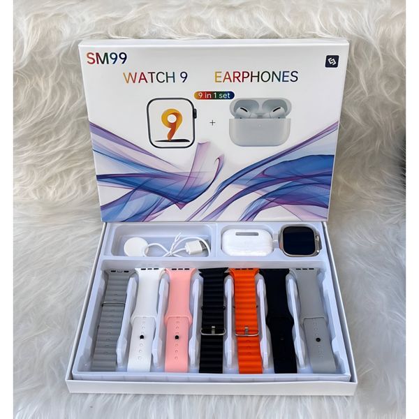 پک ساعت هوشمند و ایرپاد مدل SM99 با 7 بند و ایرپاد پرو