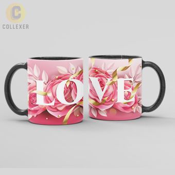 ماگ عاشقانه طرح عشق (Love) - کد 07 (سفید ، مشکی ، حرارتی)